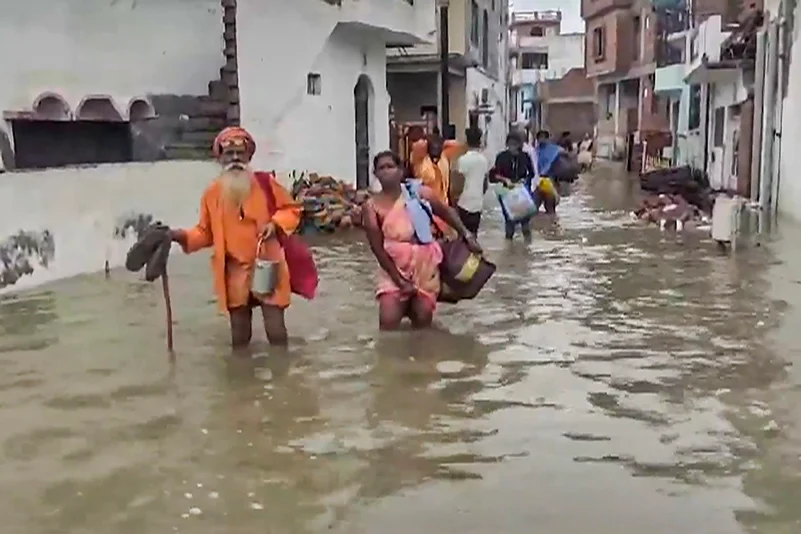 Flooded street in Ayodhya